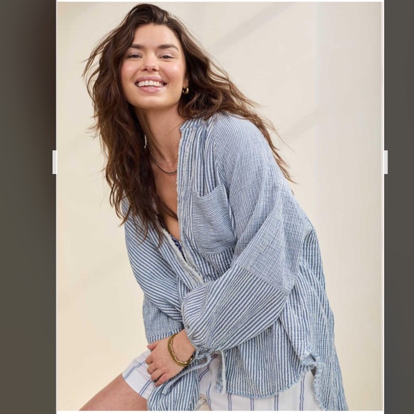 aerie Other - Aerie American Eagle Daybreak Coverup Shirt oversize Marbled Blue 16 18 XL